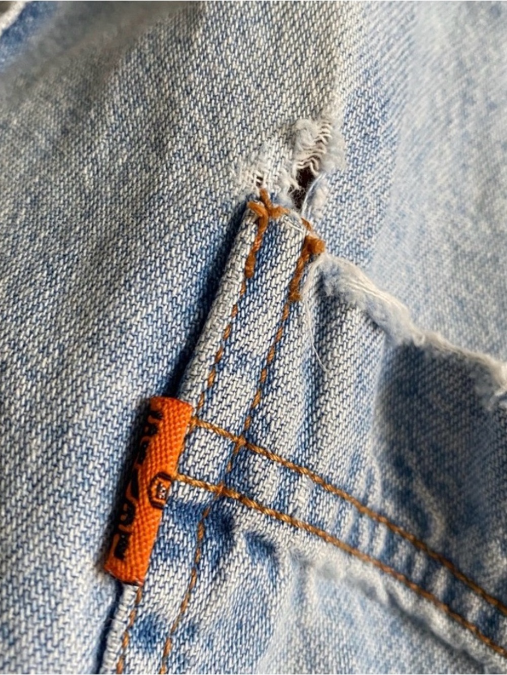 LEVI’S VINTAGE 1990 orange tab button down denim shirt size XL - Picture 7 of 13